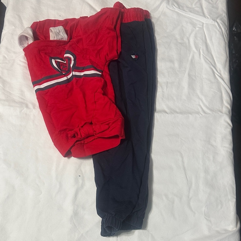 Tommy Hilfiger Kids Red and Navy Jogger Set